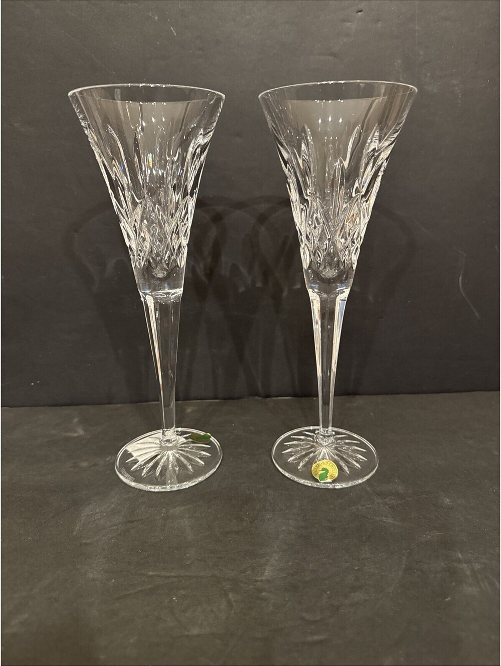 Waterford Crystal Lismore (2) Toasting Champagne Flute Glasses 9 1/4" H